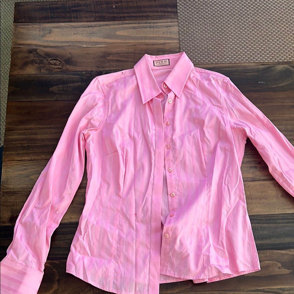 PINK Victoria's Secret Pink Long Sleeve Collar Button Down Shirt